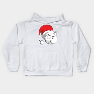 santa crazy lazy cat in Christmas animal Holiday Kids Hoodie